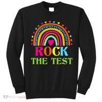 Test Day Rock The Test Teacher Day Rainbow Teacher Sweatshirt thumb 0