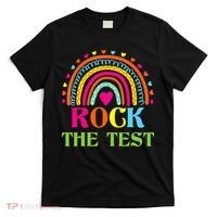 Test Day Rock The Test Teacher Day Rainbow Teacher T-Shirt thumb 0