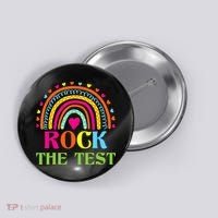Test Day Rock The Test Teacher Day Rainbow Teacher Button thumb 0