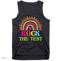 Test Day Rock The Test Teacher Day Rainbow Teacher Tank Top thumb 0