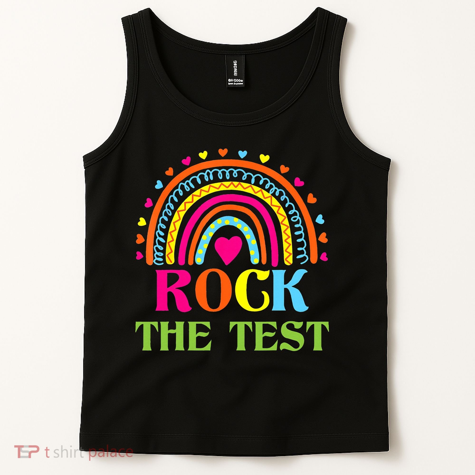 Test Day Rock The Test Teacher Day Rainbow Teacher Tank Top