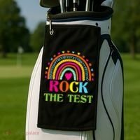 Test Day Rock The Test Teacher Day Rainbow Teacher Golf Towel thumb 2
