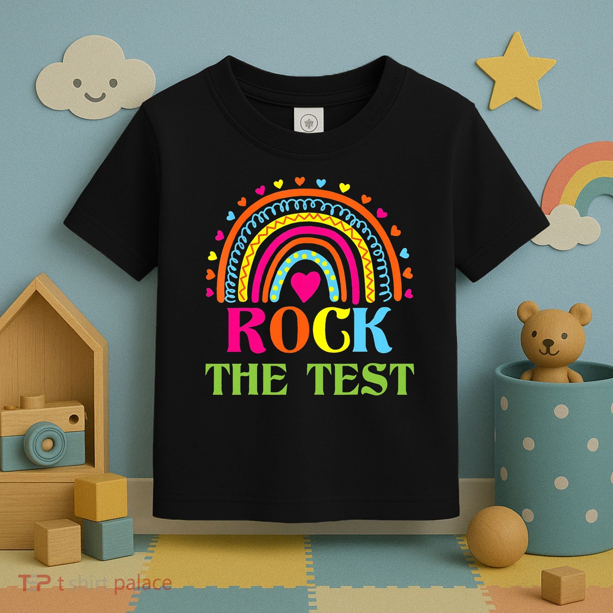 Test Day Rock The Test Teacher Day Rainbow Teacher Toddler T-Shirt
