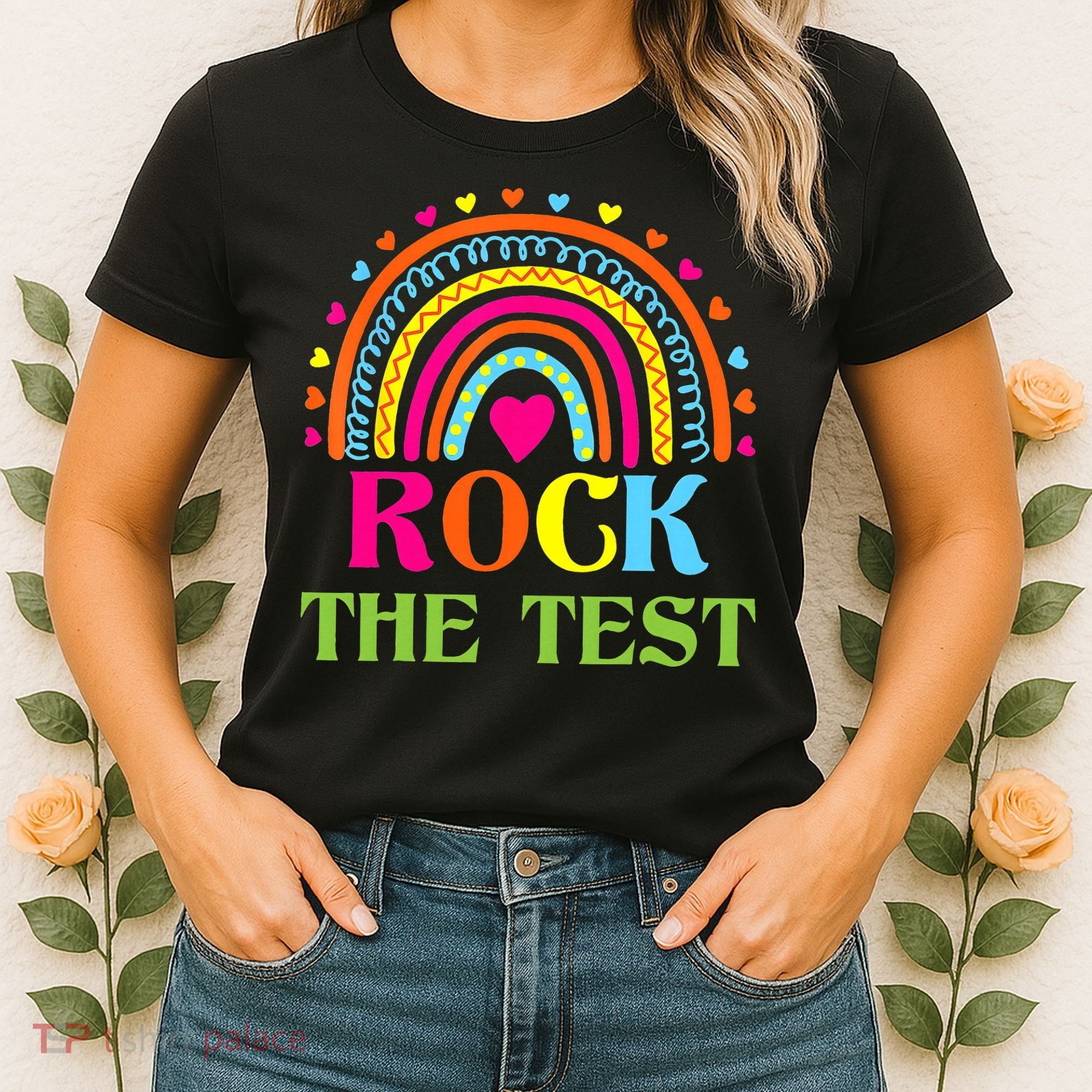 Test Day Rock The Test Teacher Day Rainbow Teacher Women's T-Shirt