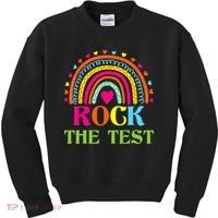 Test Day Rock The Test Teacher Day Rainbow Teacher Kids Sweatshirt thumb 0
