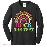 Test Day Rock The Test Teacher Day Rainbow Teacher Kids Long Sleeve Shirt thumb 0