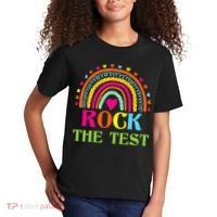 Test Day Rock The Test Teacher Day Rainbow Teacher Kids T-Shirt thumb 2