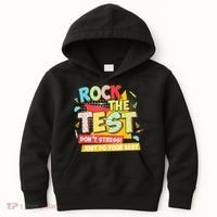 Test Day Rock The Test Dont Stress Do Your Best Teacher Kids Hoodie thumb 0