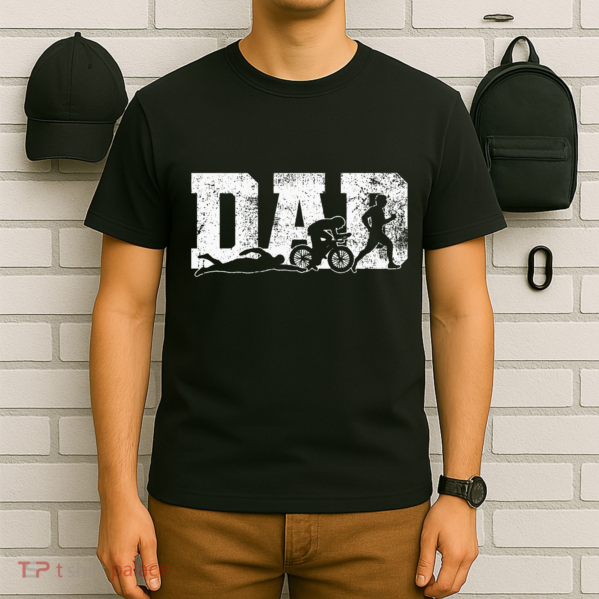 Triathlon Dad Swim Bike Run Father's Day T-Shirt