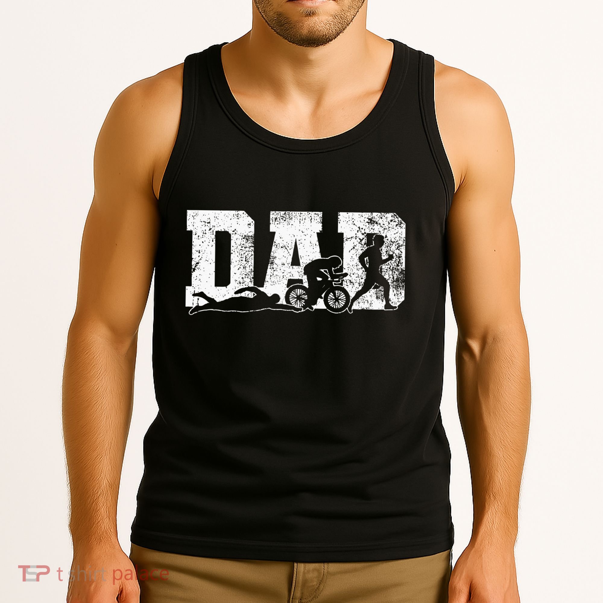 Triathlon Dad Swim Bike Run Father's Day Tank Top