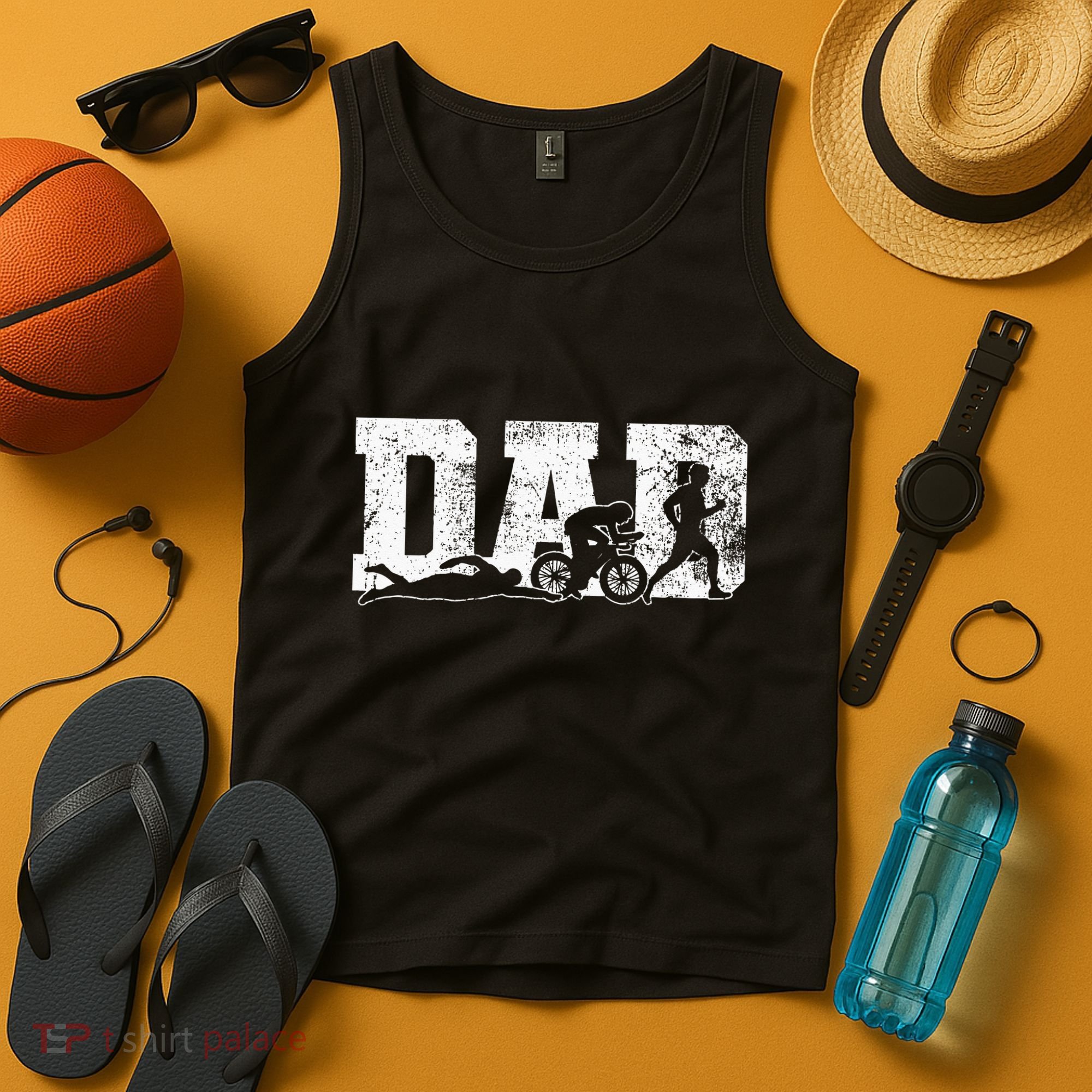 Triathlon Dad Swim Bike Run Father's Day Tank Top