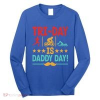 Triathlon Dad Swim Bike Run Triathlete Funny Iron Father Great Gift Long Sleeve Shirt thumb 0