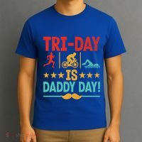 Triathlon Dad Swim Bike Run Triathlete Funny Iron Father Great Gift T-Shirt thumb 3