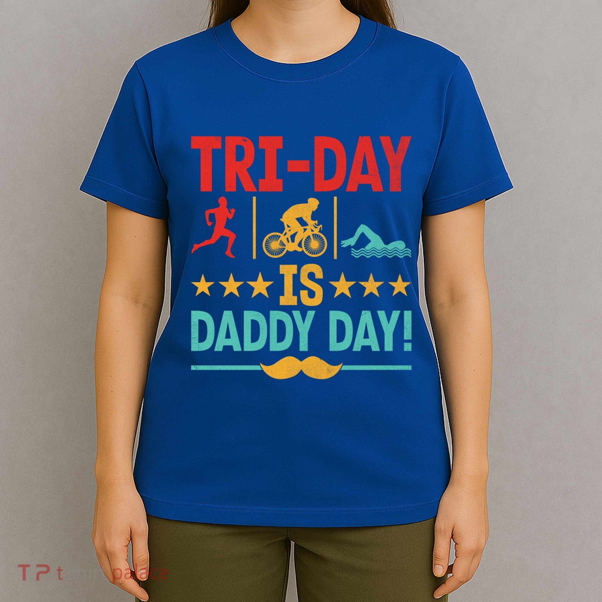 Triathlon Dad Swim Bike Run Triathlete Funny Iron Father Great Gift T-Shirt