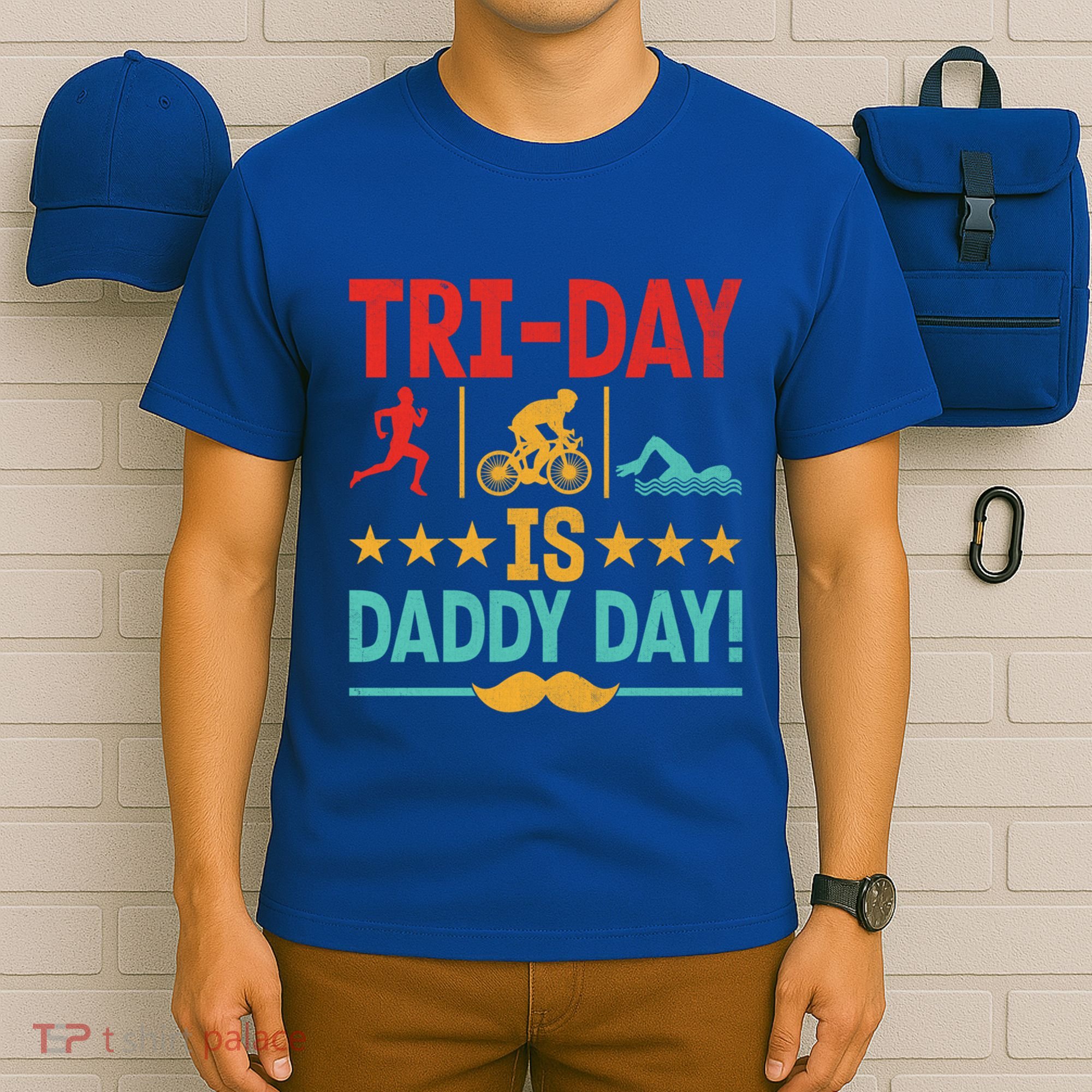 Triathlon Dad Swim Bike Run Triathlete Funny Iron Father Great Gift T-Shirt