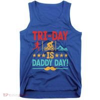 Triathlon Dad Swim Bike Run Triathlete Funny Iron Father Great Gift Tank Top thumb 0