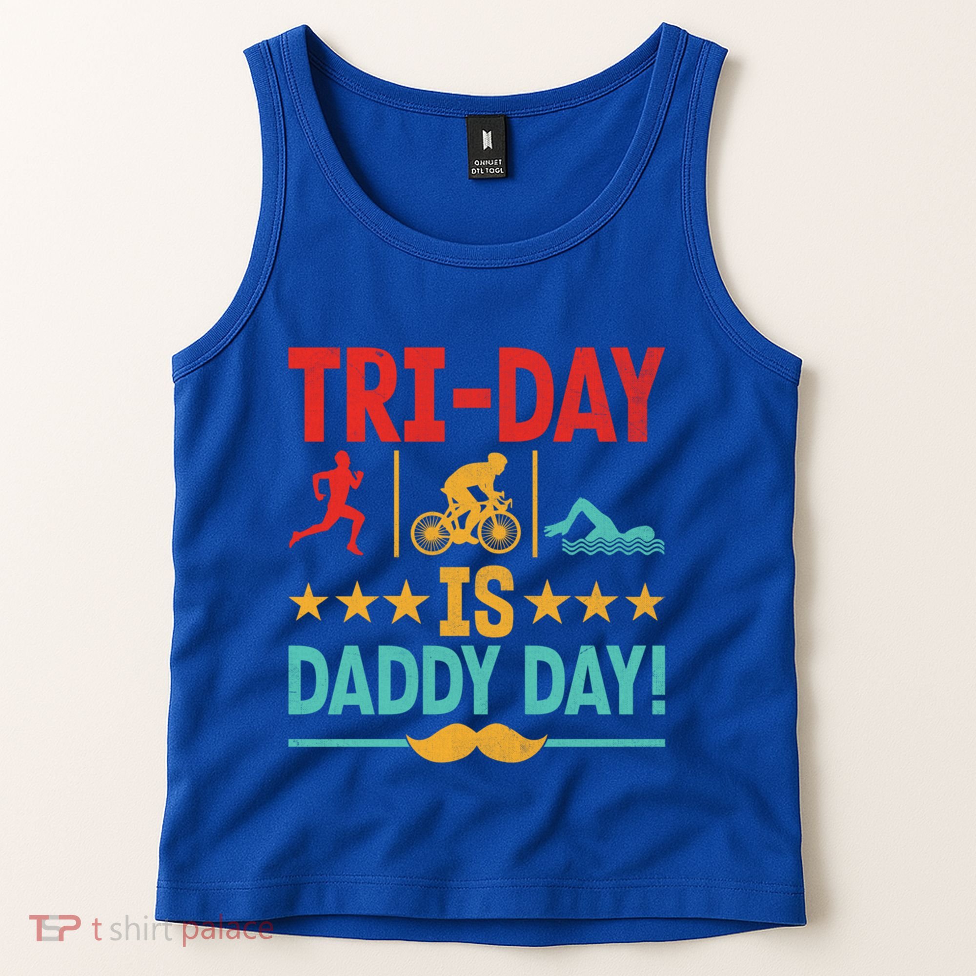 Triathlon Dad Swim Bike Run Triathlete Funny Iron Father Great Gift Tank Top