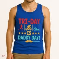 Triathlon Dad Swim Bike Run Triathlete Funny Iron Father Great Gift Tank Top thumb 3