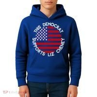 This Democrat Supports Liz Cheney Republican Trendy Gift Kids Hoodie thumb 4
