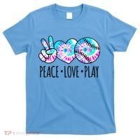 Tie Dye Softball For Teen Girls Peace Love Play Softball Gift T-Shirt thumb 0