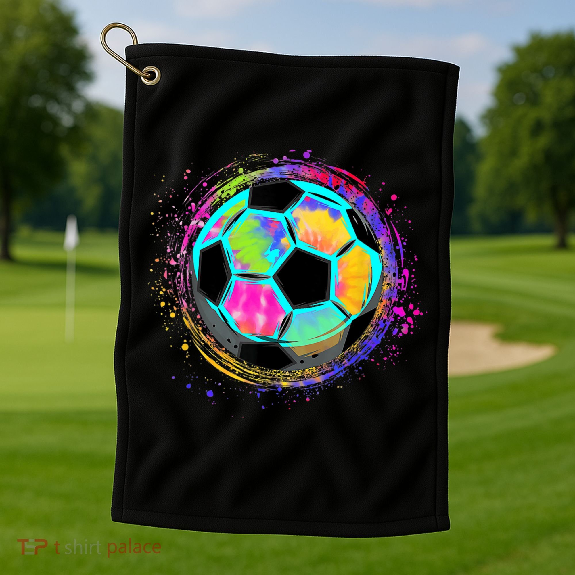 Tie Dye Soccer Ball For All Soccer Lovers Golf Towel