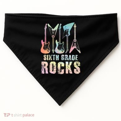 Tie Dye Sixth Grade Rocks Teacher USA-Made Doggie Bandana