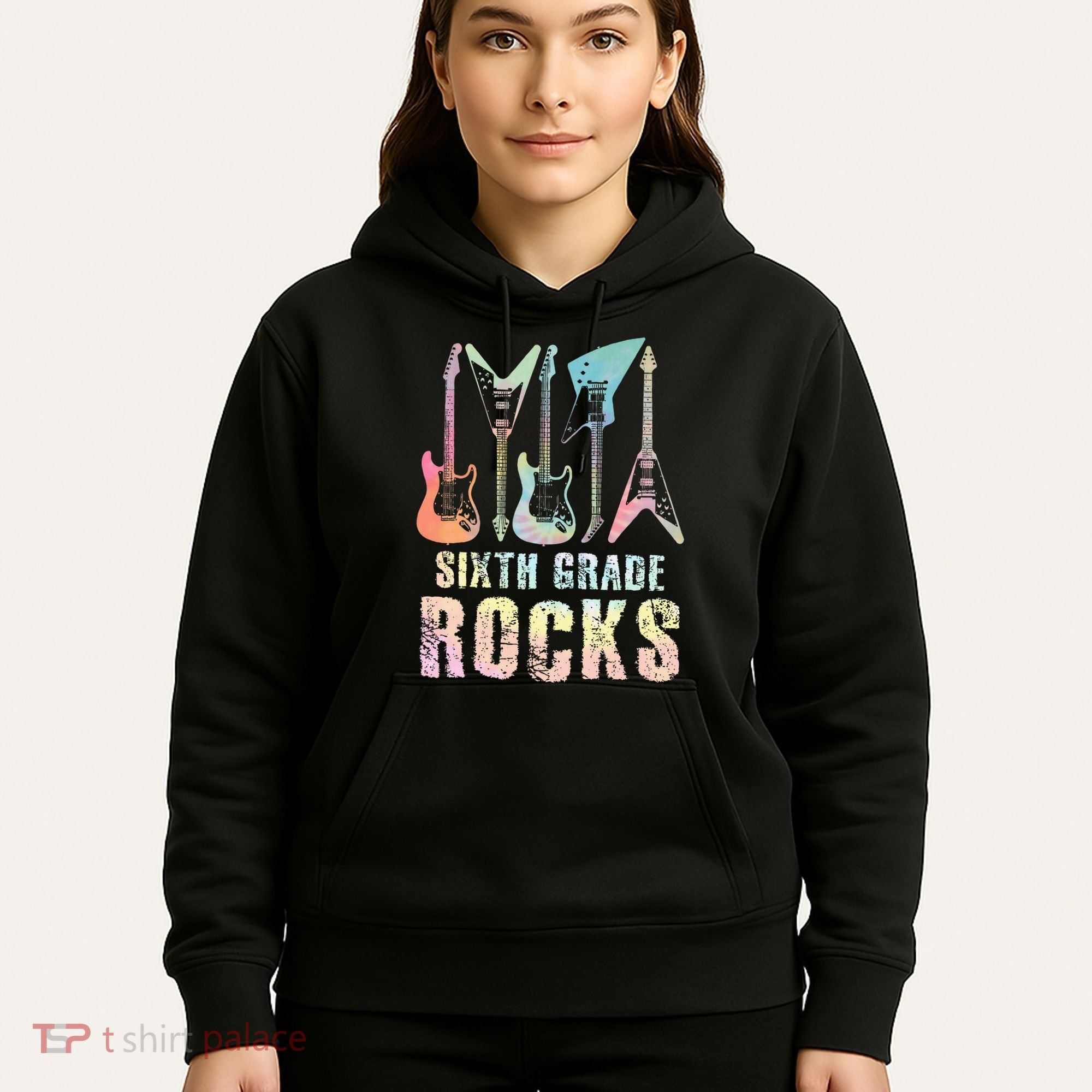 Tie Dye Sixth Grade Rocks Teacher Hoodie