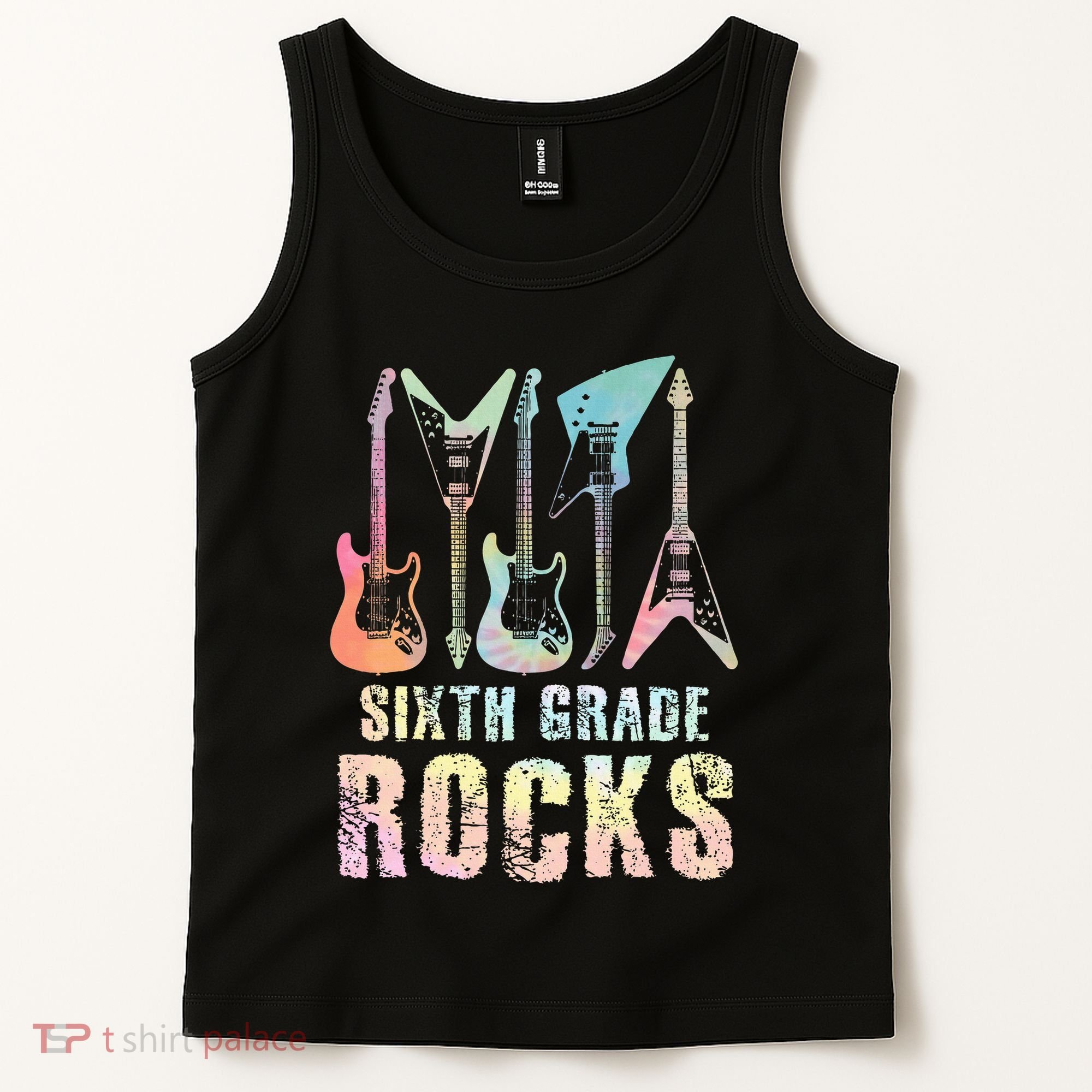 Tie Dye Sixth Grade Rocks Teacher Tank Top