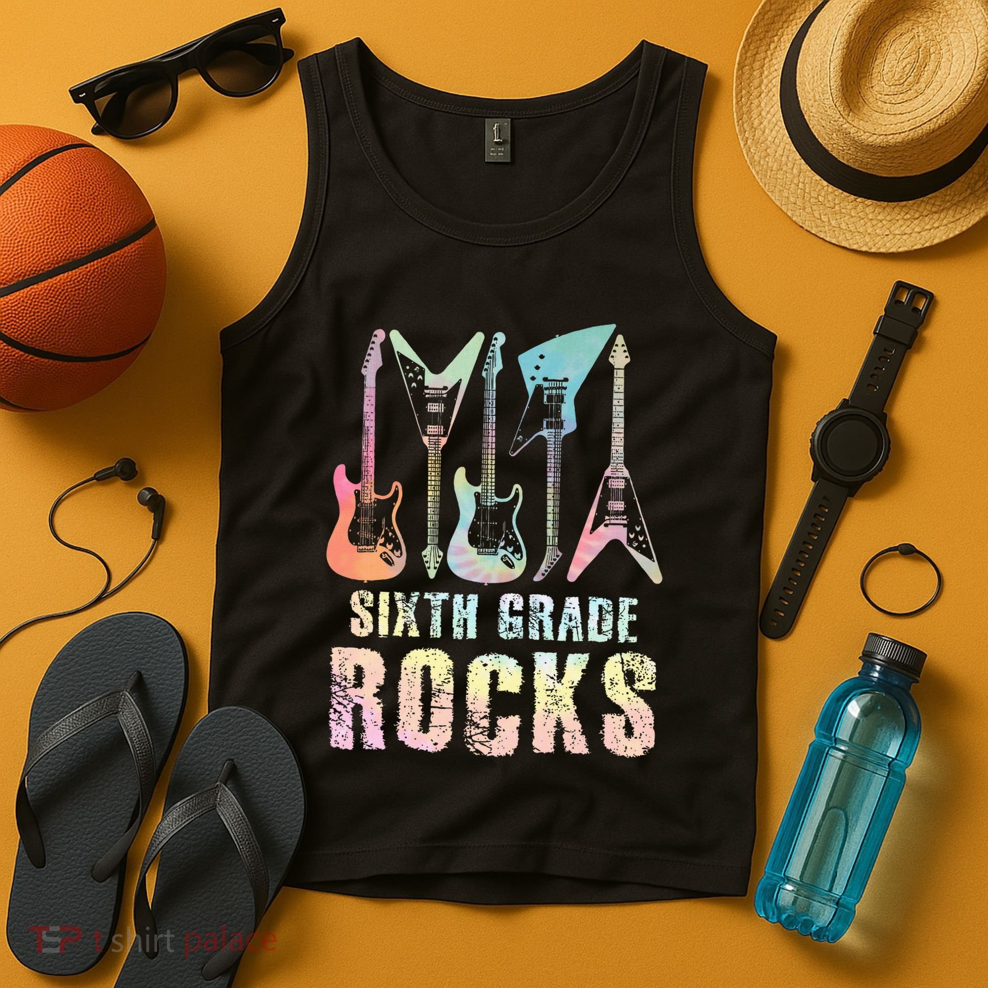 Tie Dye Sixth Grade Rocks Teacher Tank Top