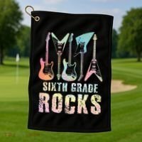 Tie Dye Sixth Grade Rocks Teacher Golf Towel thumb 1