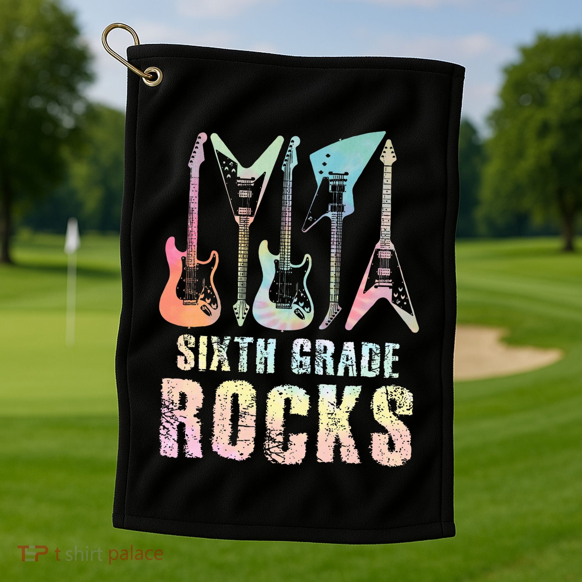 Tie Dye Sixth Grade Rocks Teacher Golf Towel