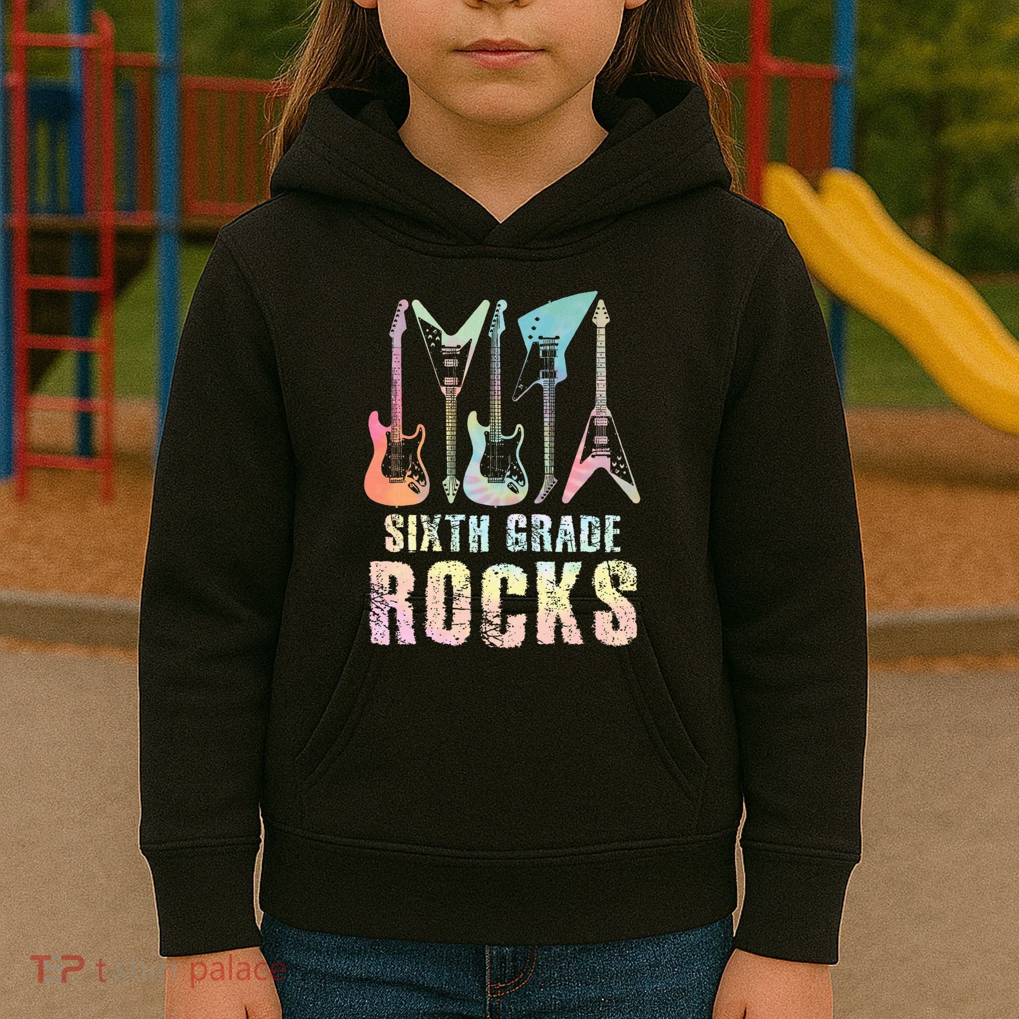Tie Dye Sixth Grade Rocks Teacher Kids Hoodie