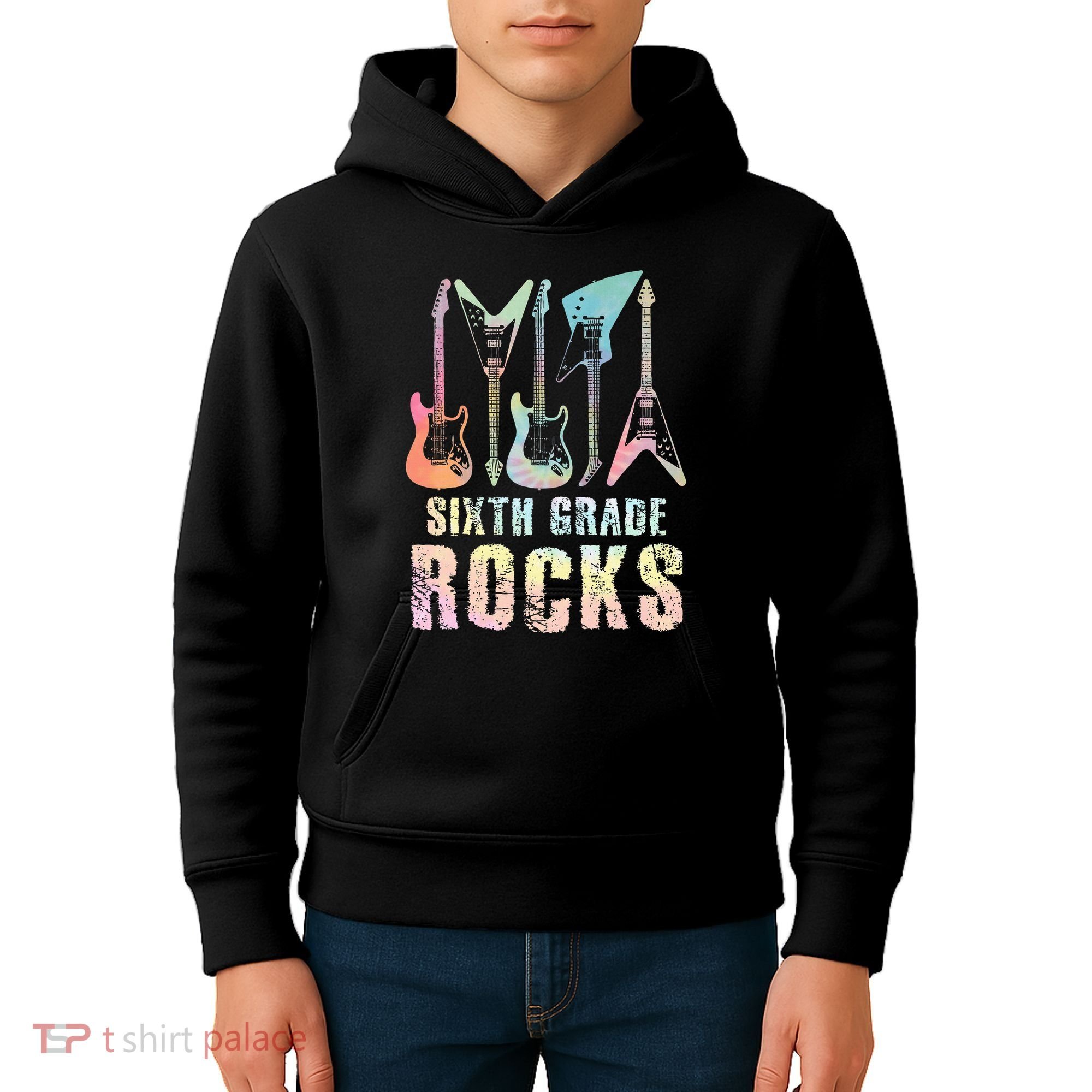 Tie Dye Sixth Grade Rocks Teacher Kids Hoodie