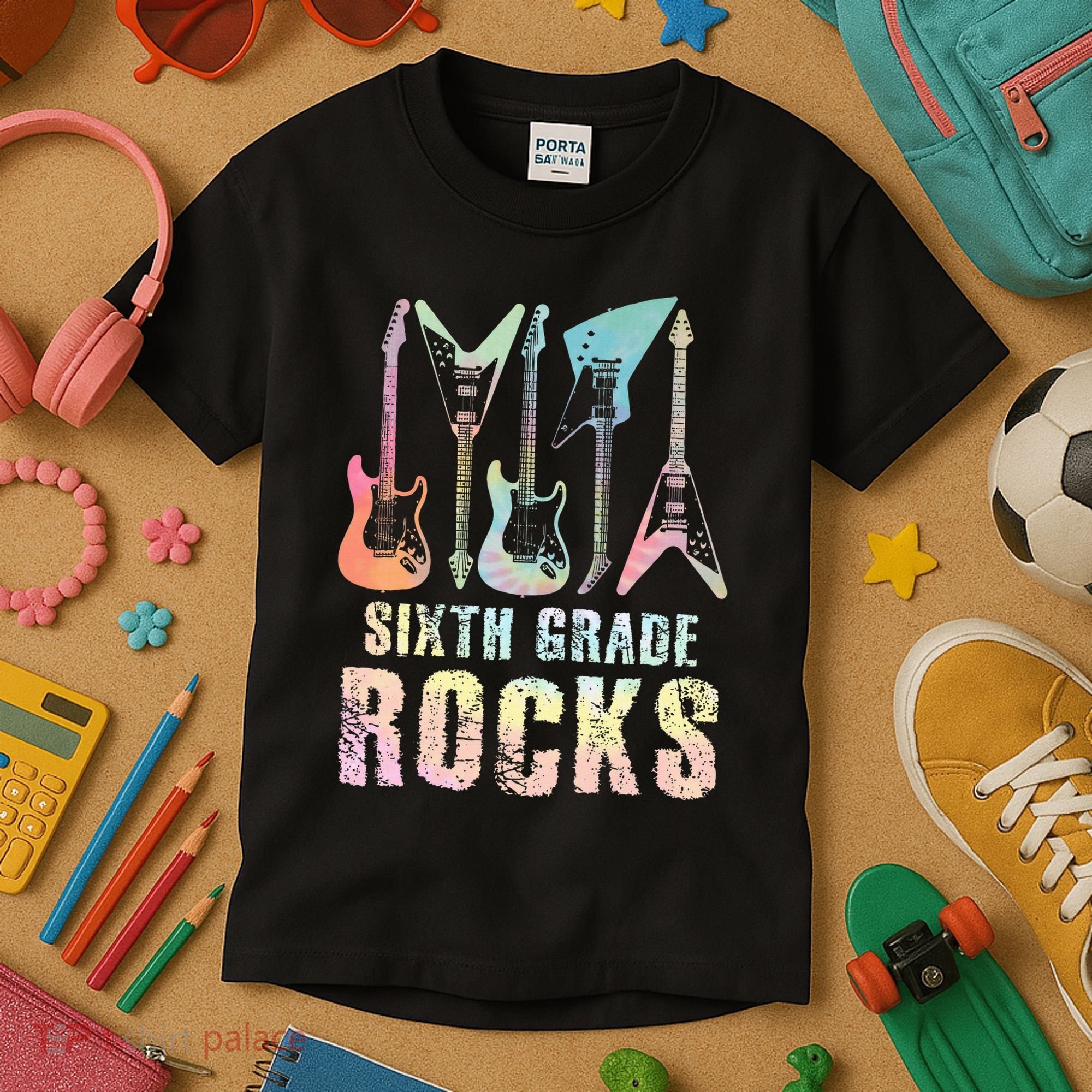 Tie Dye Sixth Grade Rocks Teacher Kids T-Shirt