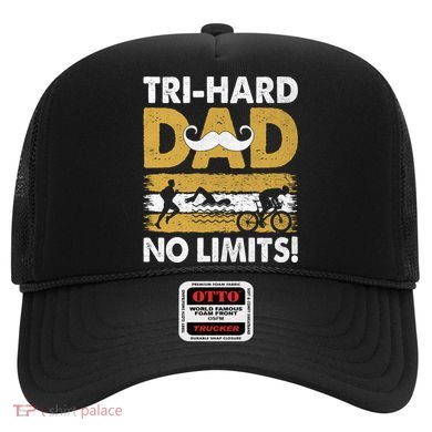 Triathlon Dad Swim Bike Run Triathlete Funny Iron Father Funny Gift Hat