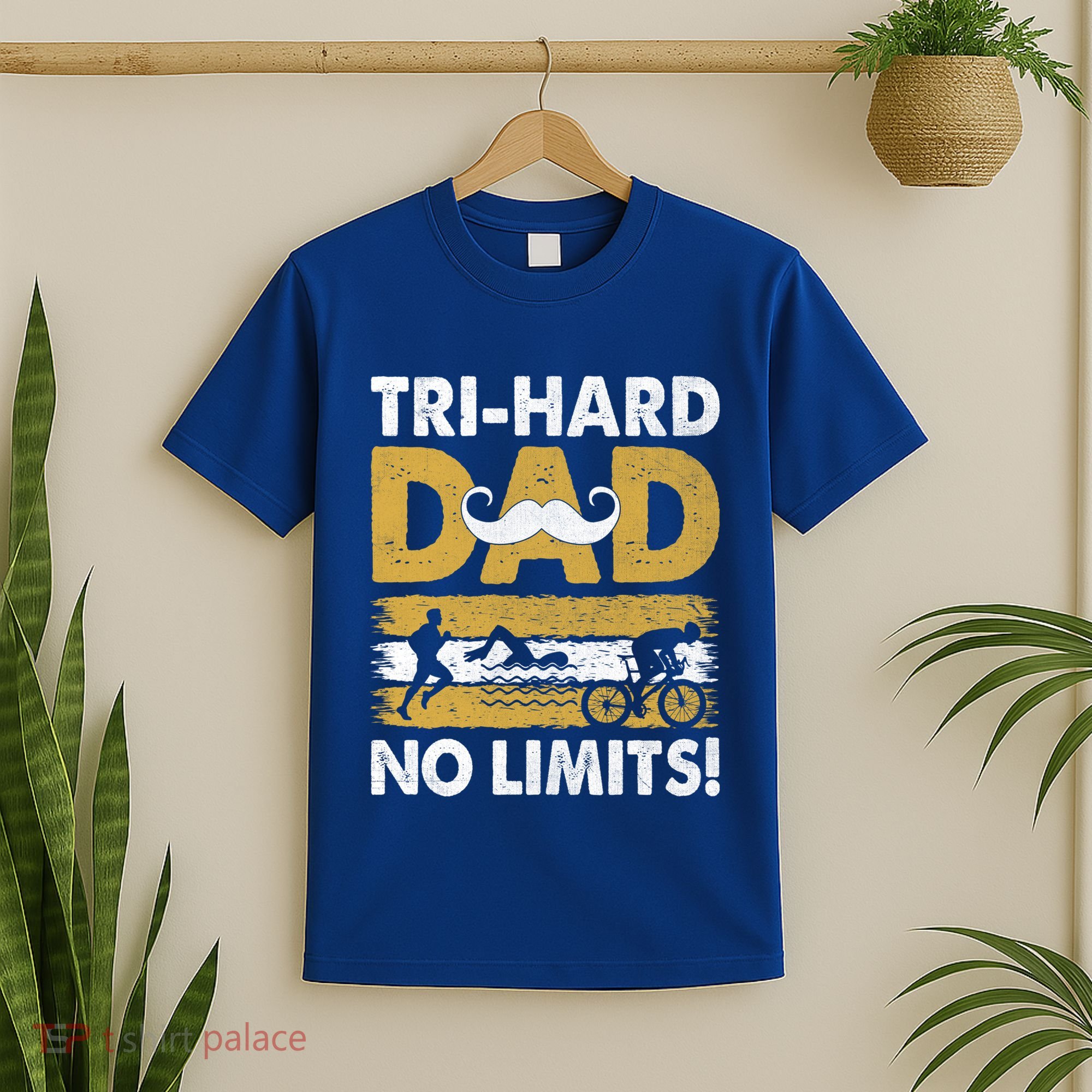 Triathlon Dad Swim Bike Run Triathlete Funny Iron Father Funny Gift T-Shirt