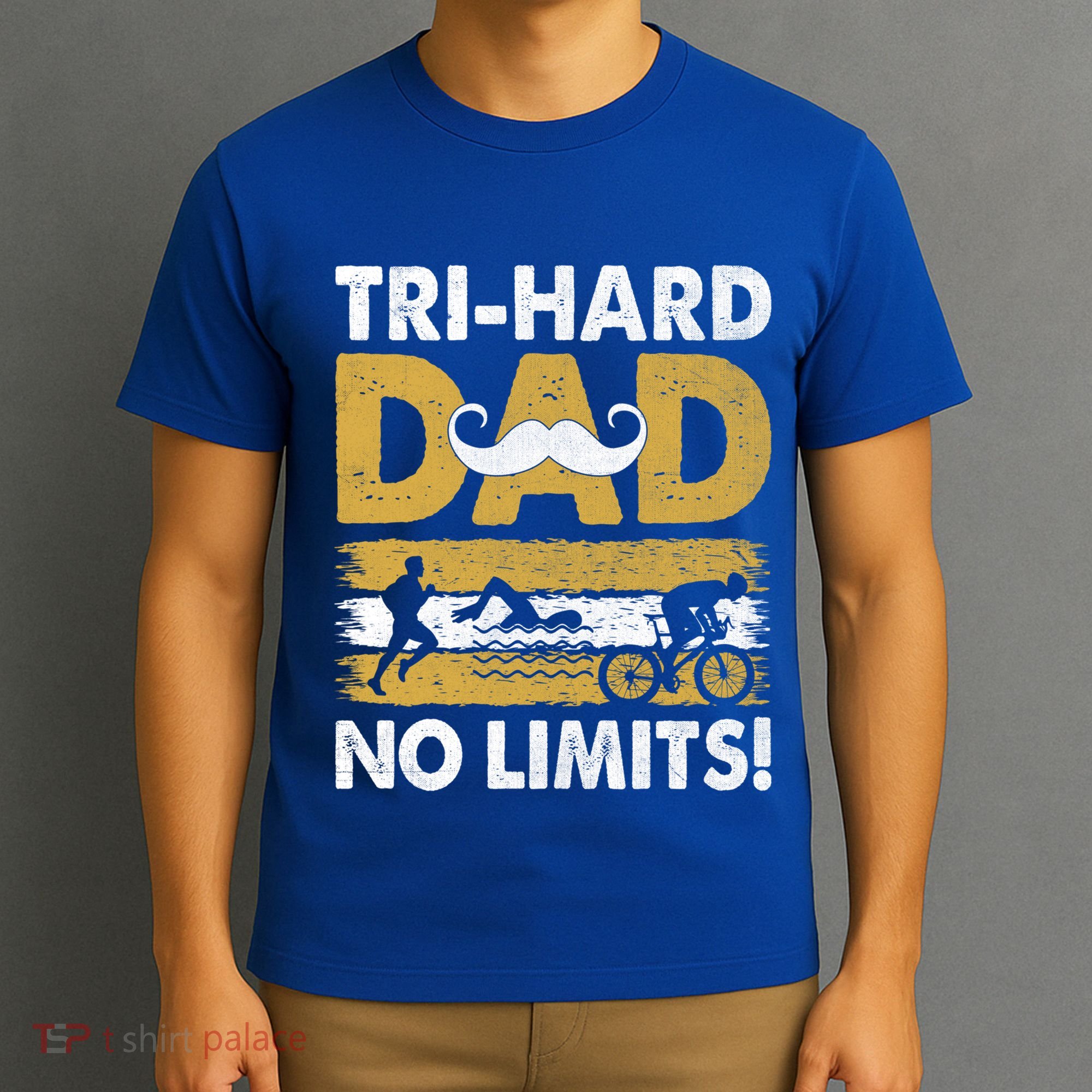 Triathlon Dad Swim Bike Run Triathlete Funny Iron Father Funny Gift T-Shirt
