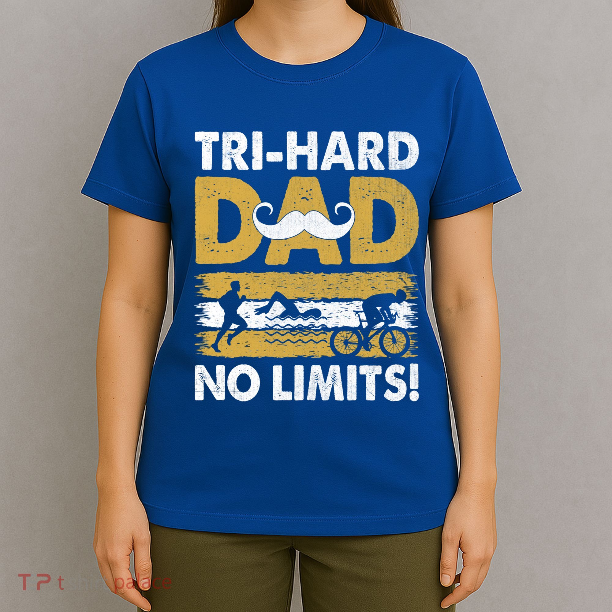 Triathlon Dad Swim Bike Run Triathlete Funny Iron Father Funny Gift T-Shirt