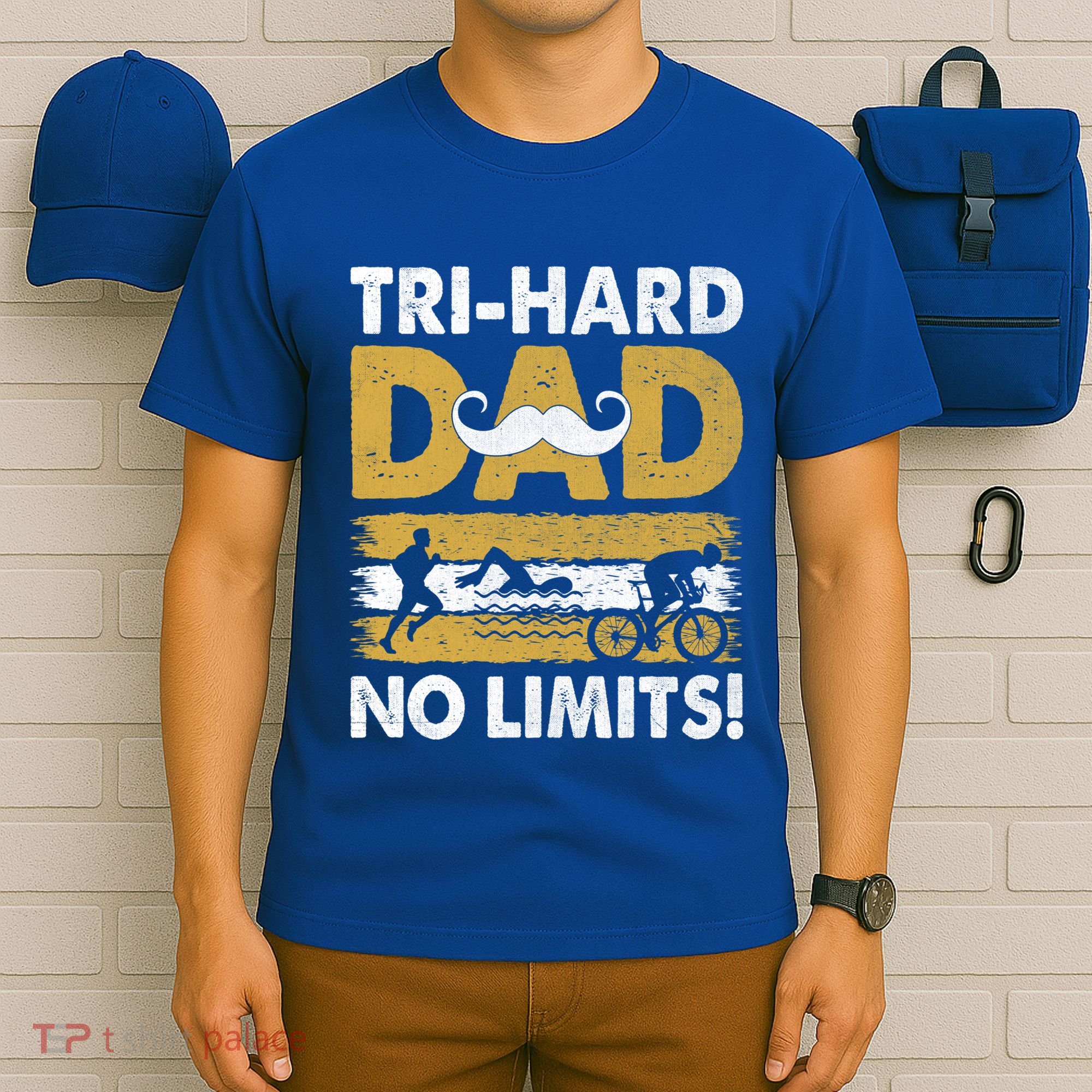 Triathlon Dad Swim Bike Run Triathlete Funny Iron Father Funny Gift T-Shirt