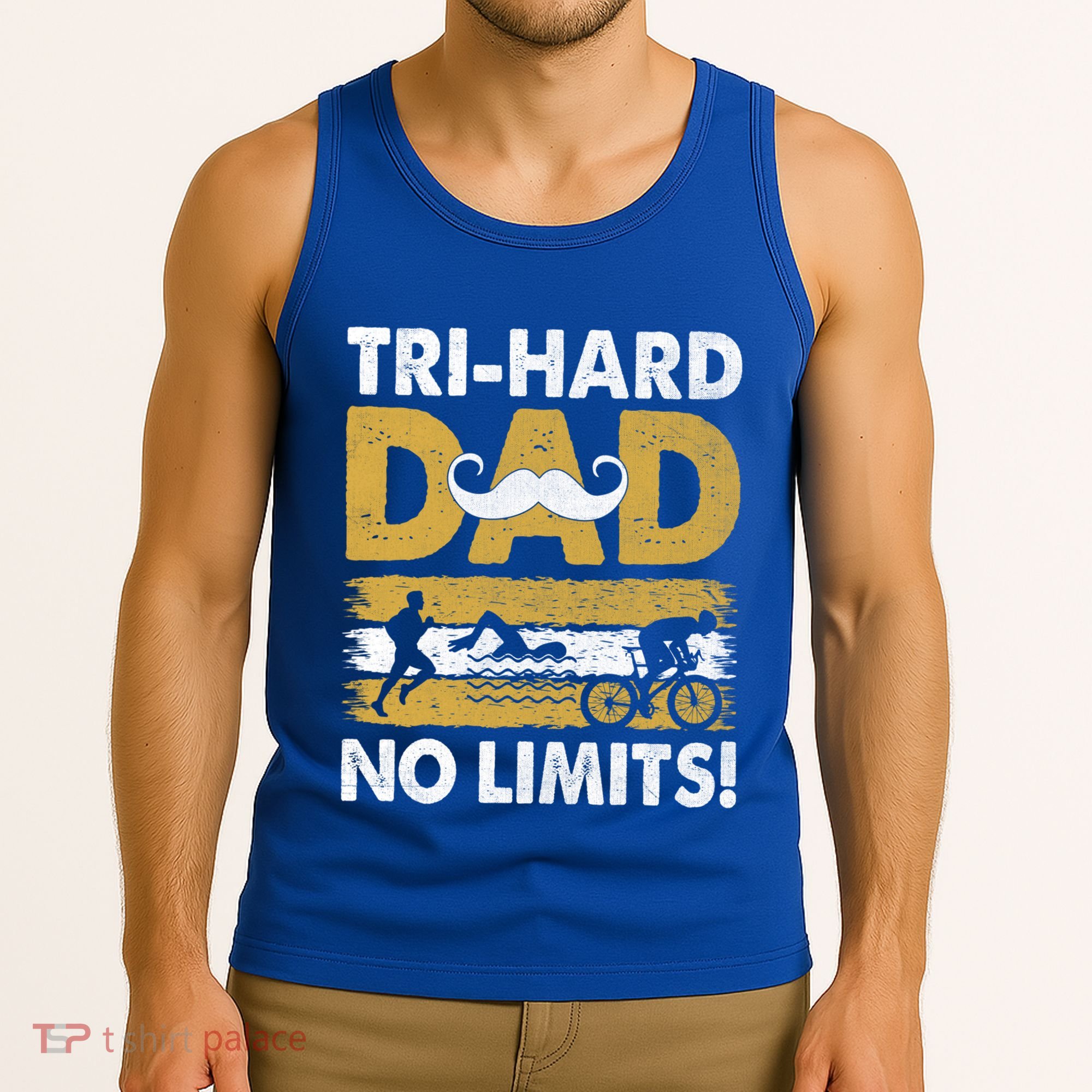 Triathlon Dad Swim Bike Run Triathlete Funny Iron Father Funny Gift Tank Top