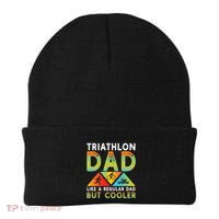 Triathlon Dad Swim Bike Run Triathletes Fathers Day Cycling Cute Gift Beanie thumb 0