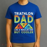 Triathlon Dad Swim Bike Run Triathletes Fathers Day Cycling Cute Gift T-Shirt thumb 3