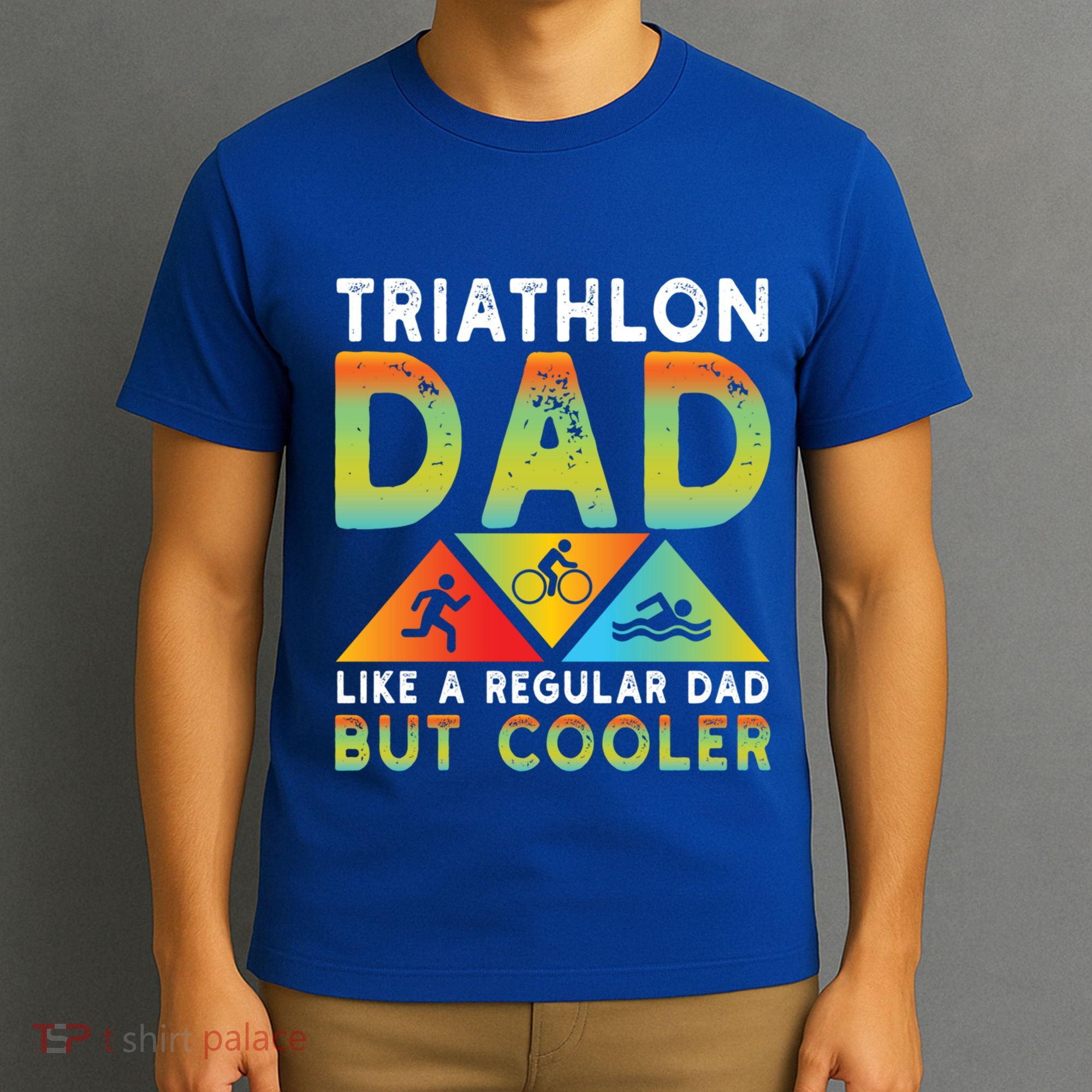 Triathlon Dad Swim Bike Run Triathletes Fathers Day Cycling Cute Gift T-Shirt