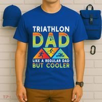 Triathlon Dad Swim Bike Run Triathletes Fathers Day Cycling Cute Gift T-Shirt thumb 6