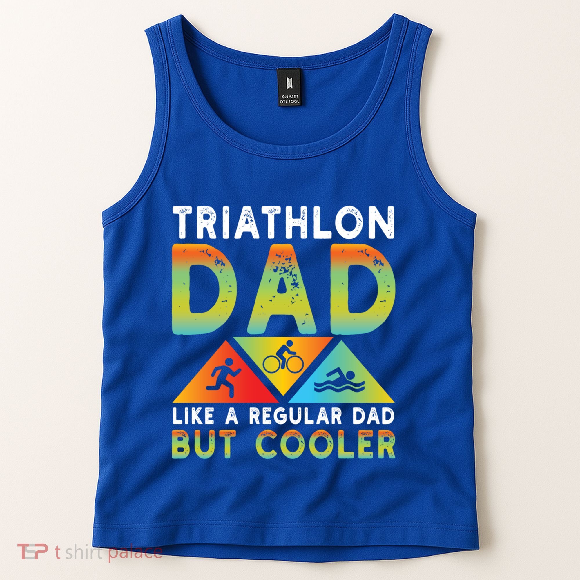 Triathlon Dad Swim Bike Run Triathletes Fathers Day Cycling Cute Gift Tank Top