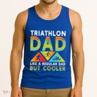 Triathlon Dad Swim Bike Run Triathletes Fathers Day Cycling Cute Gift Tank Top thumb 3