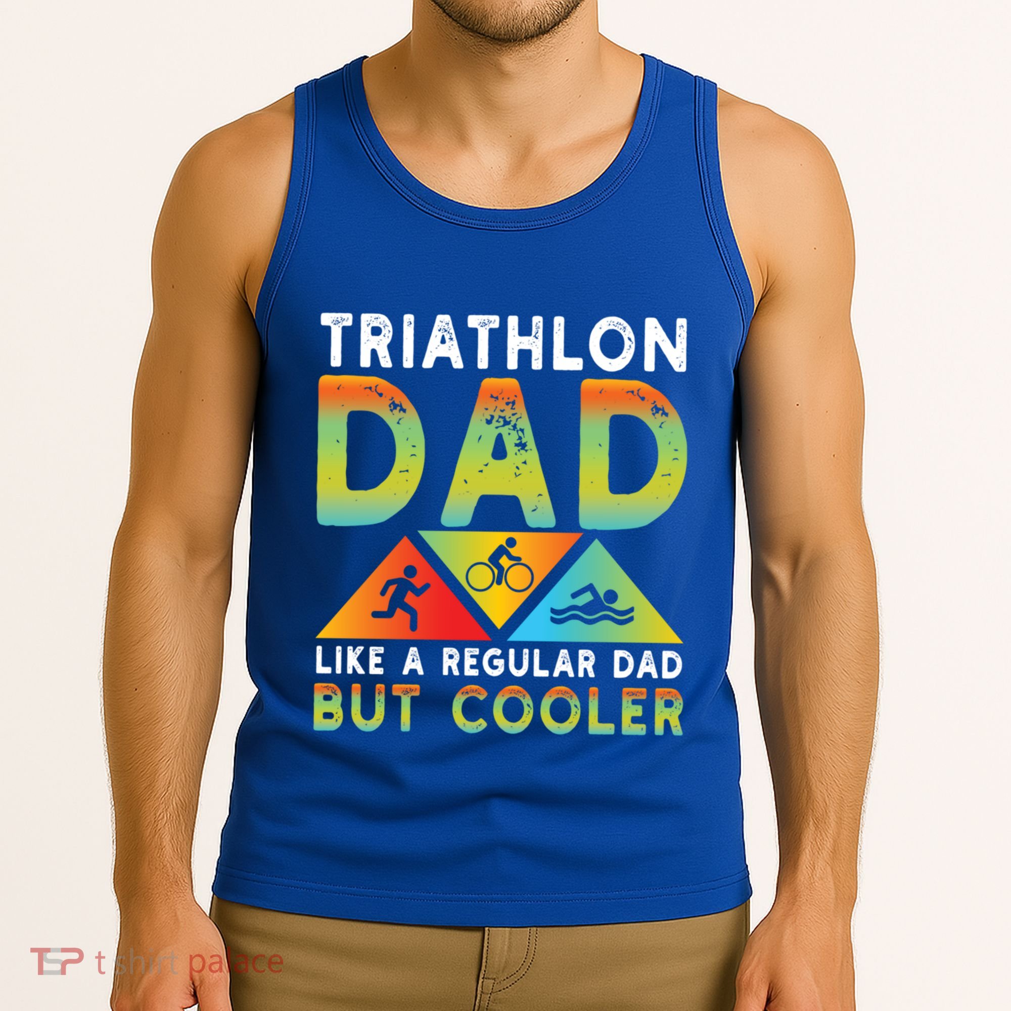 Triathlon Dad Swim Bike Run Triathletes Fathers Day Cycling Cute Gift Tank Top