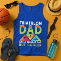 Triathlon Dad Swim Bike Run Triathletes Fathers Day Cycling Cute Gift Tank Top thumb 4