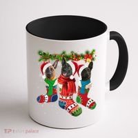 Three Dutch Shepherds In Christmas Socks Coffee Mug thumb 1