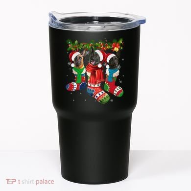 Three Dutch Shepherds In Christmas Socks Tumbler